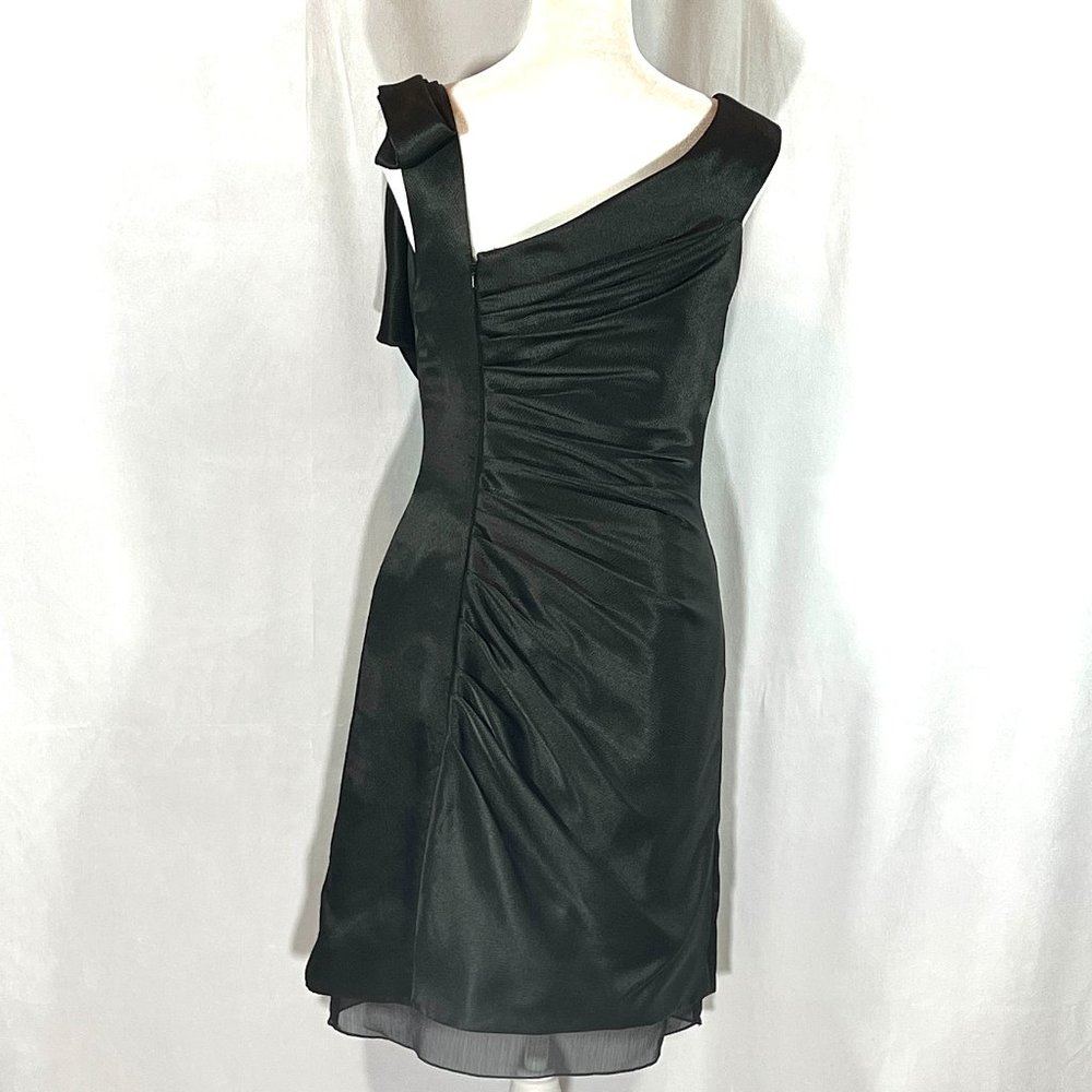Gorgeous WHITE BY VERA WANG Black Ruched Bow Shoulder Sleeveless Dress S… - Picture 7 of 11